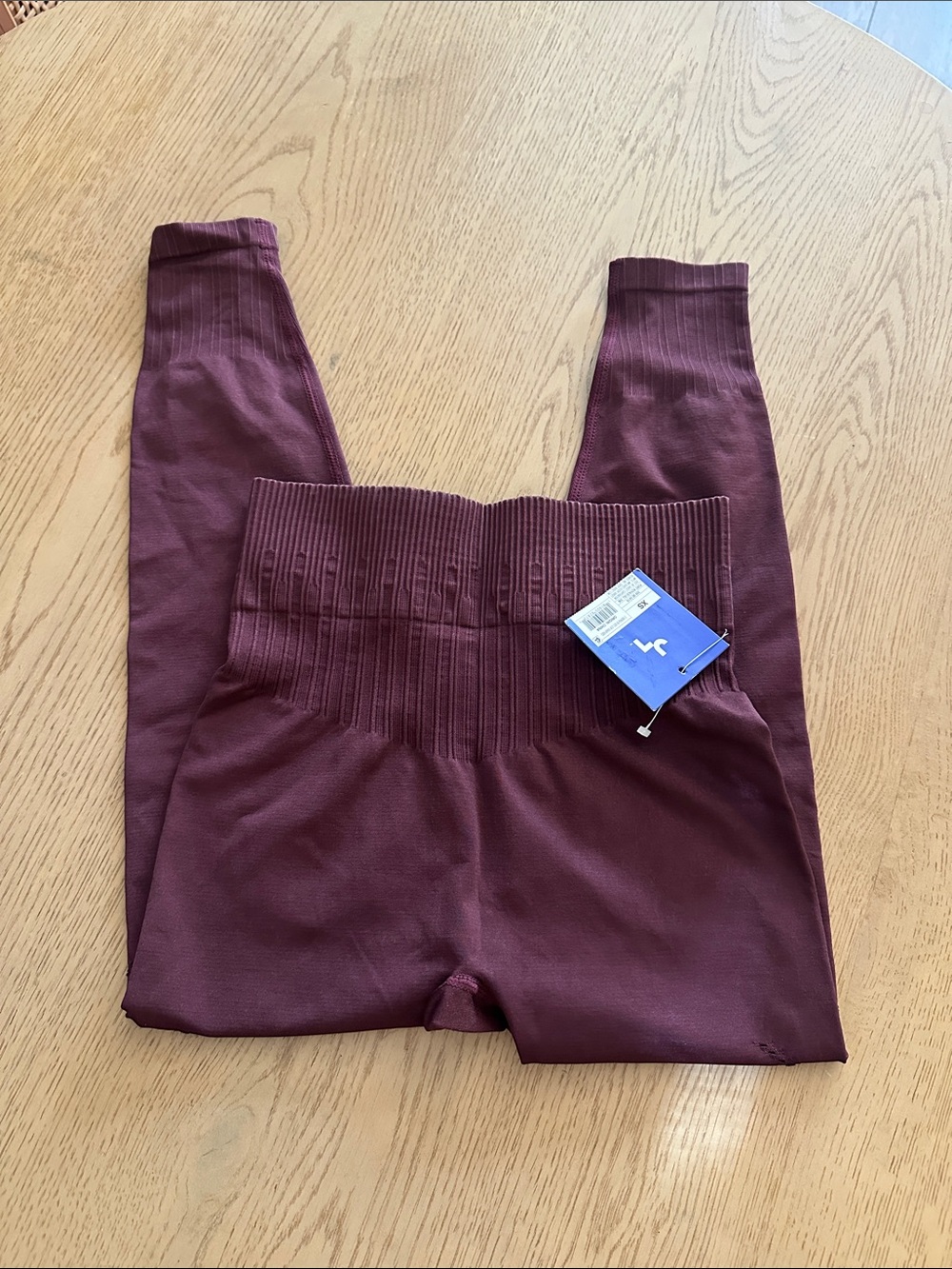 Joylab  womens 7/8 leggings Wine Ribbed High-Waist Leggings